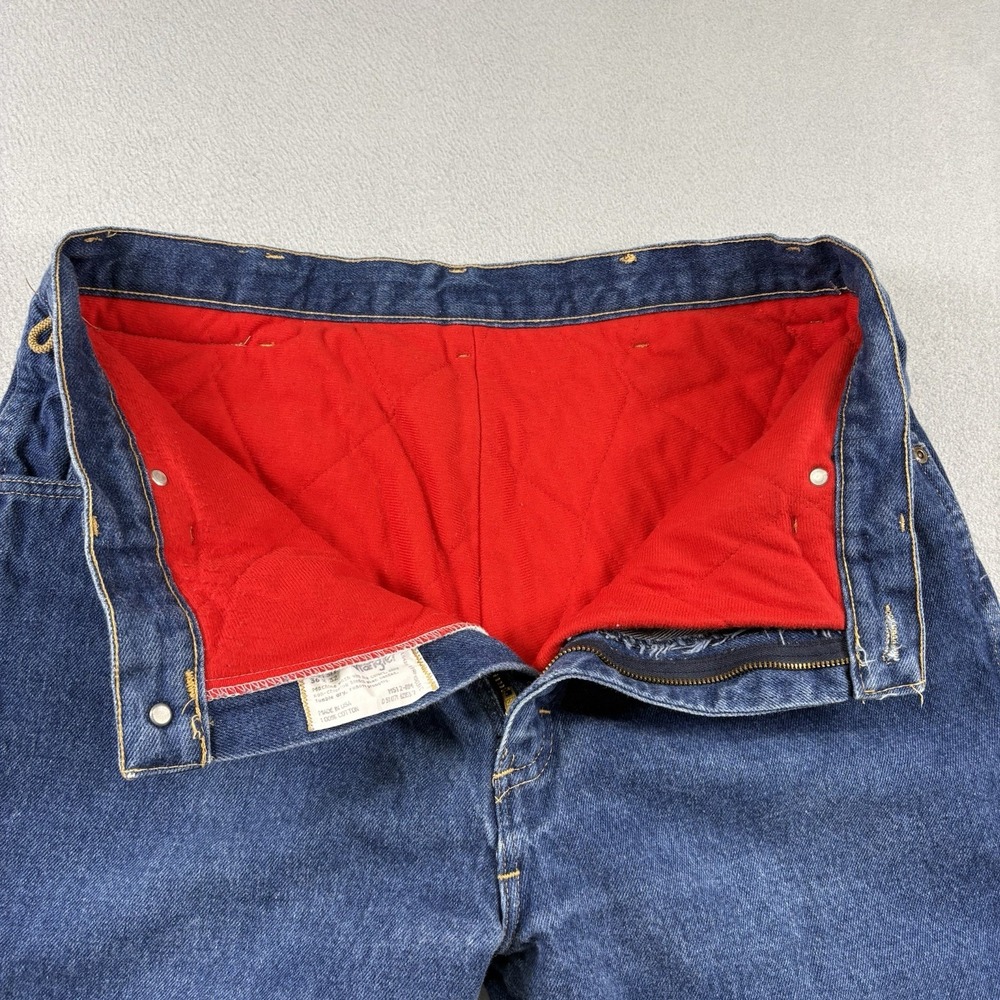 Wrangler Rugged Wear Flannel Lined Jeans Mens 36x32 Blue Denim Made In USA 1991 - Picture 7 of 8